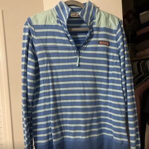 Vineyard Vines Blue and Green Polo Collar Sweatshirt